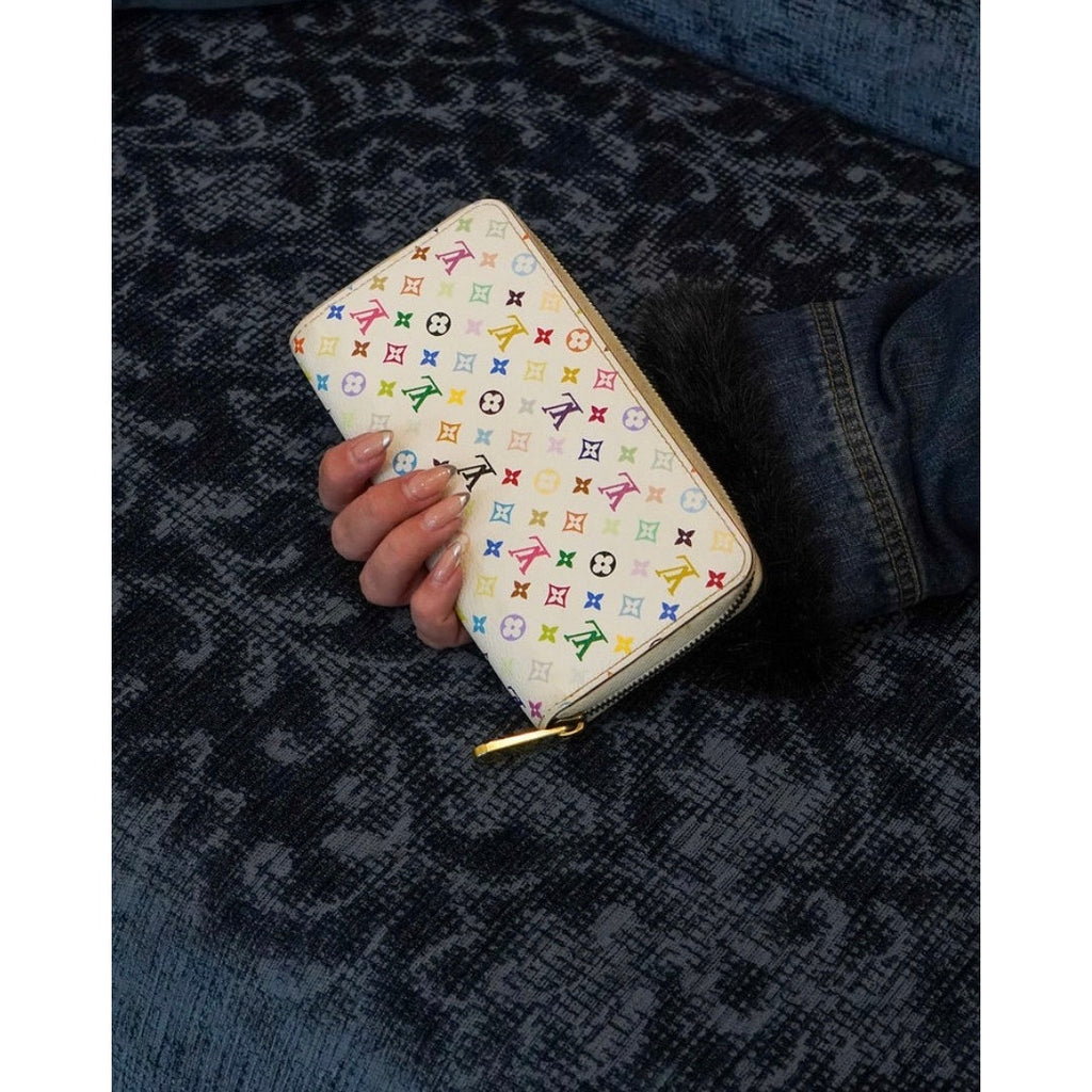 Monogram Multicolor Zippy Wallet White