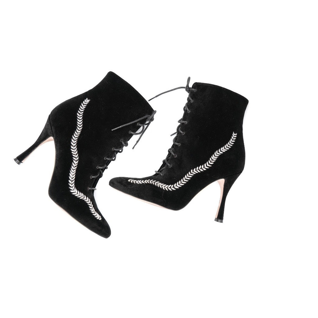 Velvet Lace Up Bootie