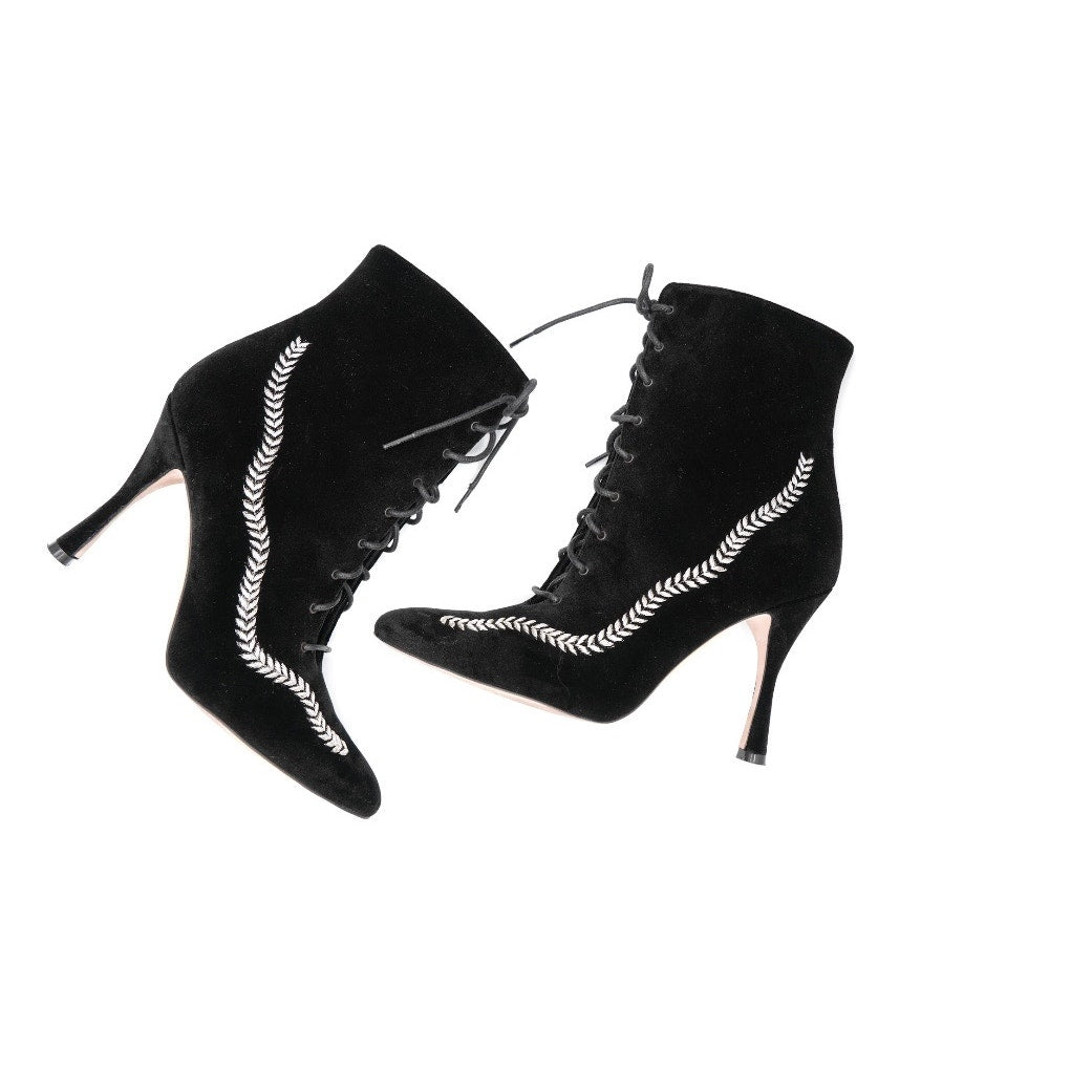 Velvet Lace Up Bootie