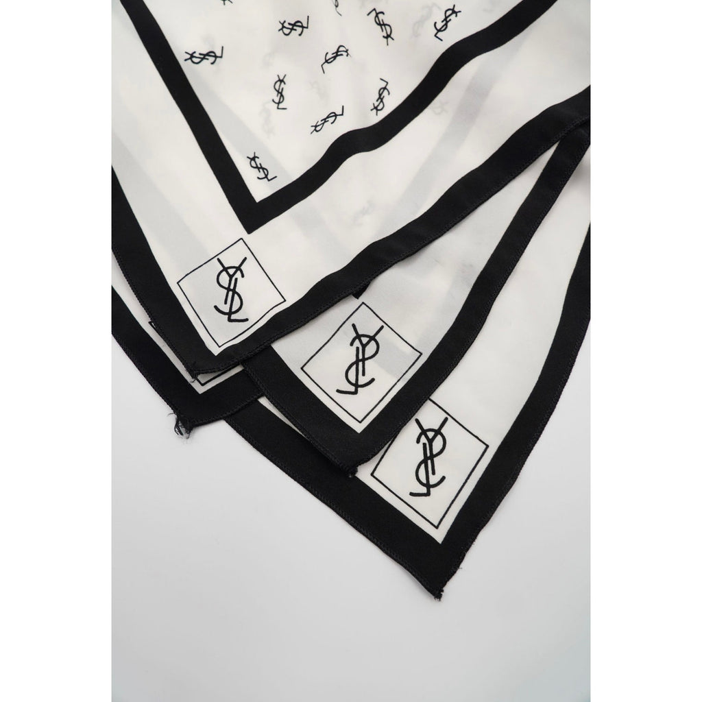 Silk Scarf YSL Black and White Monogram