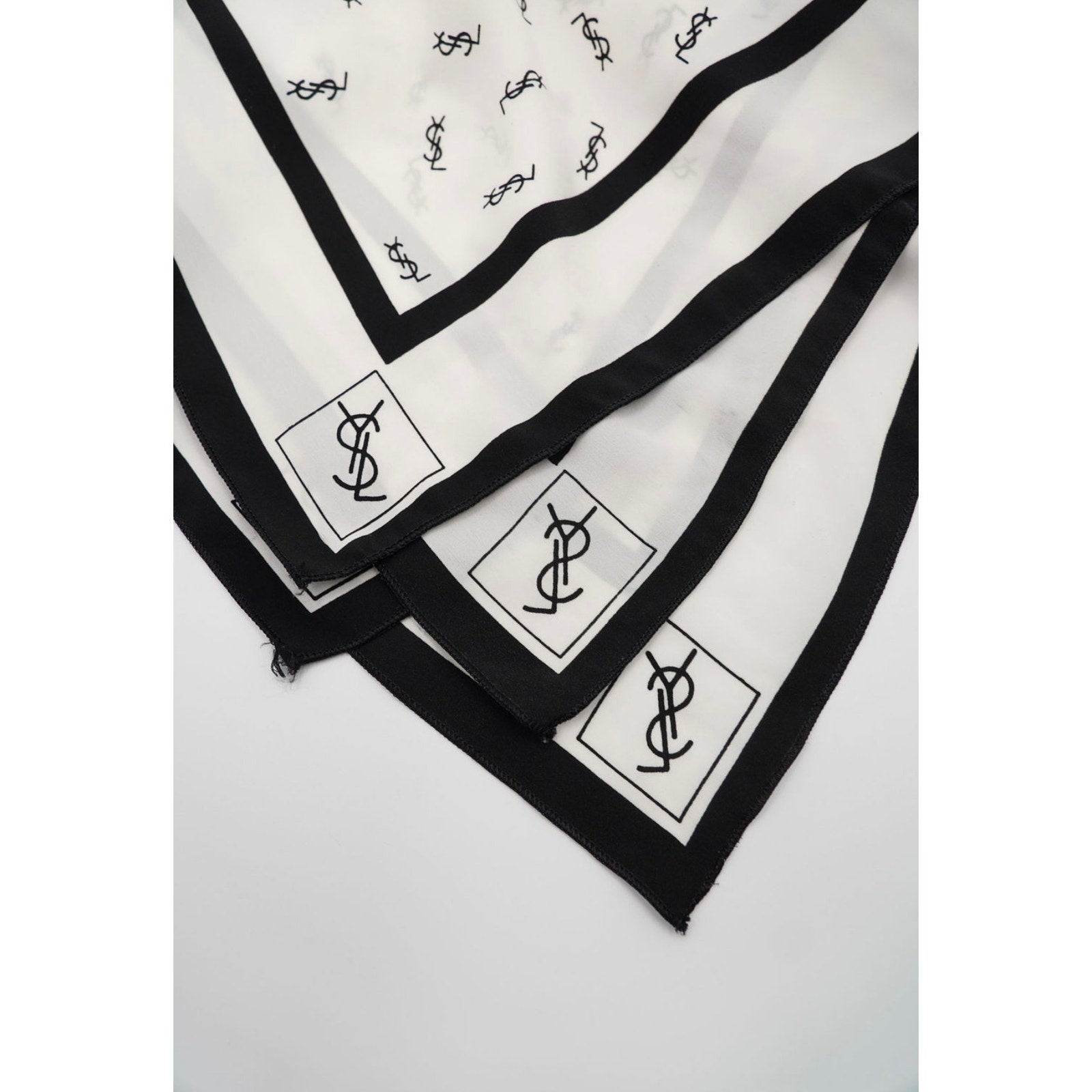 Silk Scarf YSL Black and White Monogram