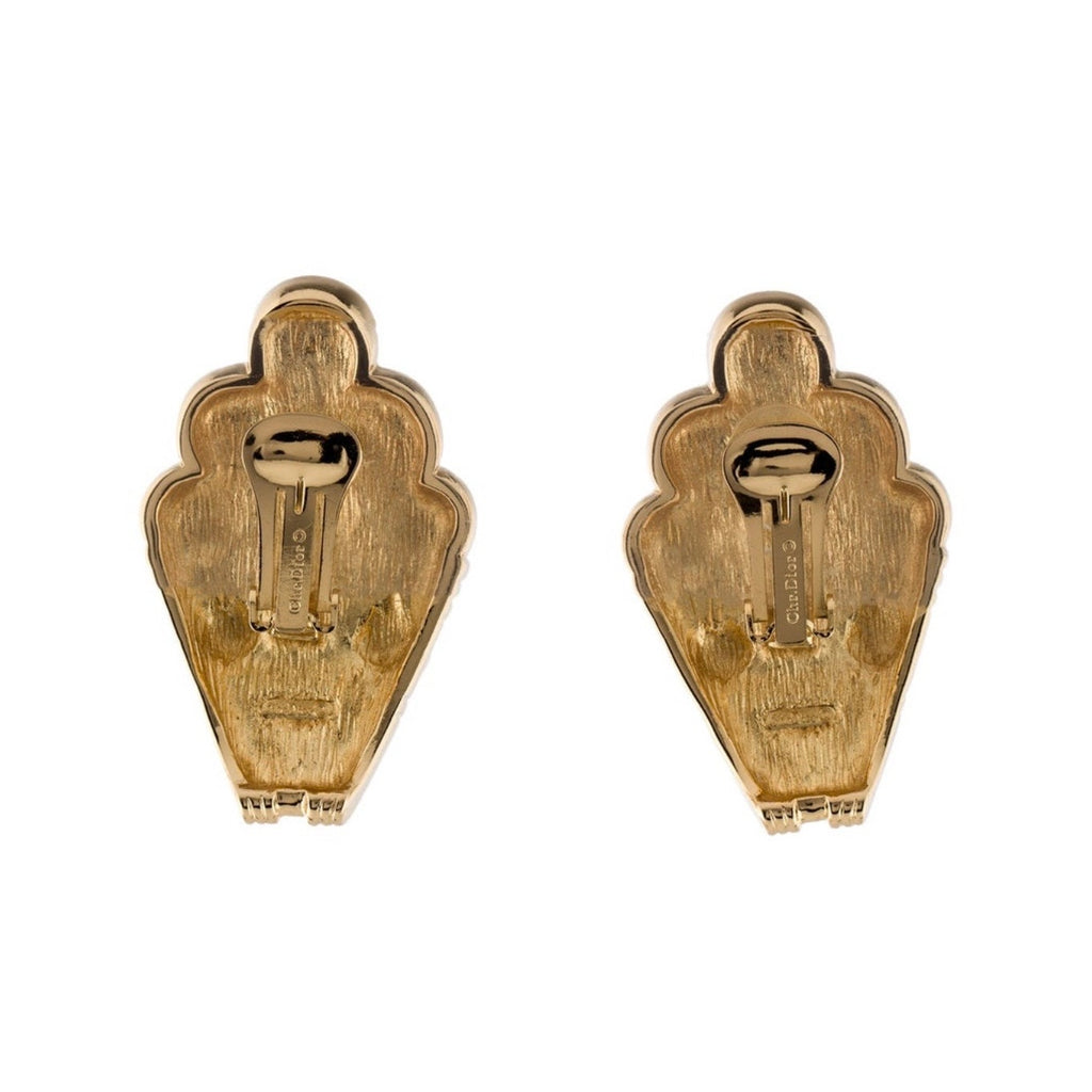 Vintage Gold-Plated Enamel Clip-On Earrings
