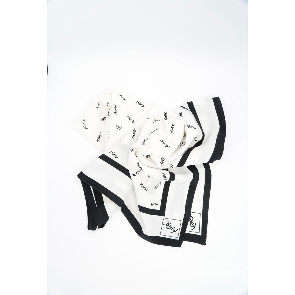 Silk Scarf YSL Black and White Monogram