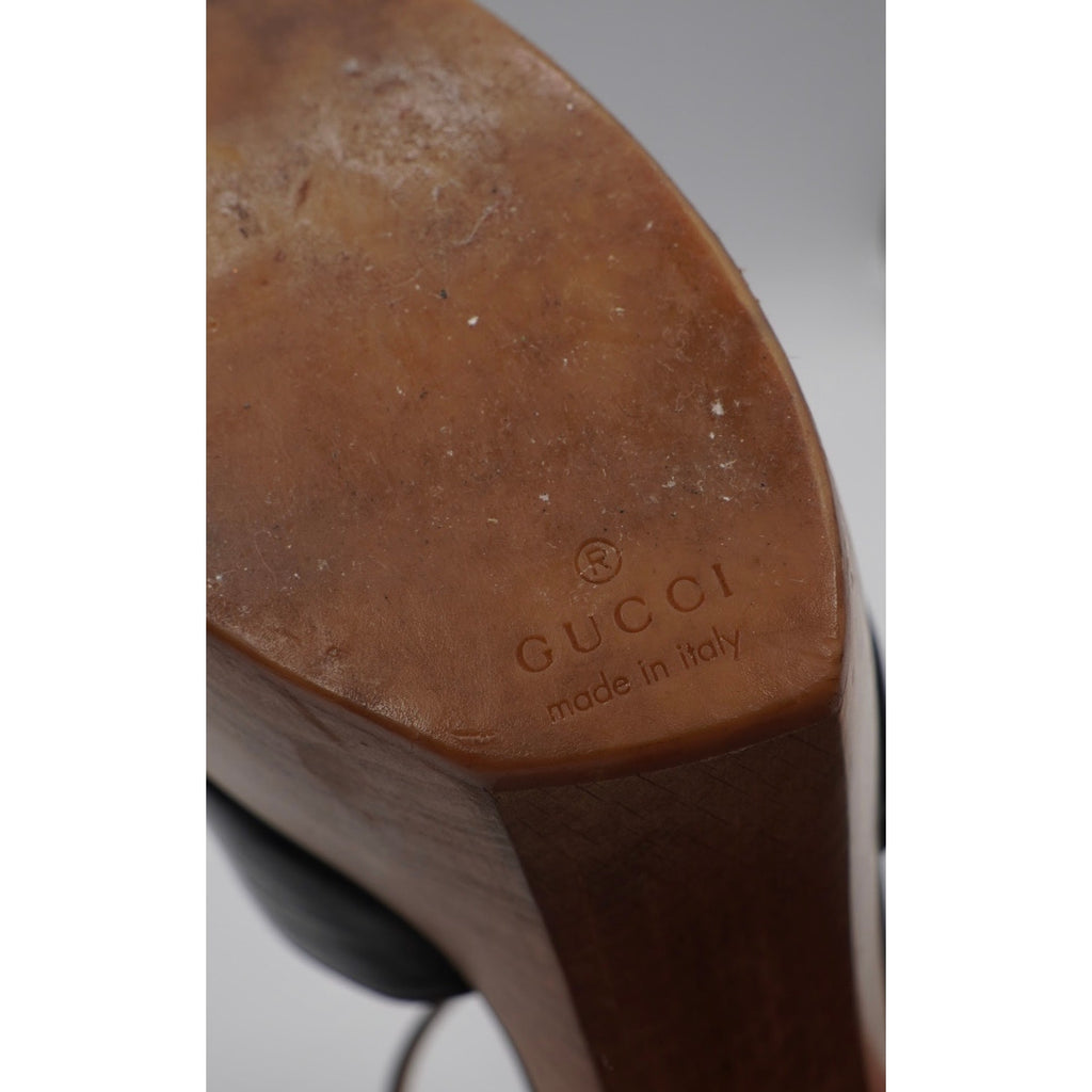 Patent Leather Wood Slingback Pumps