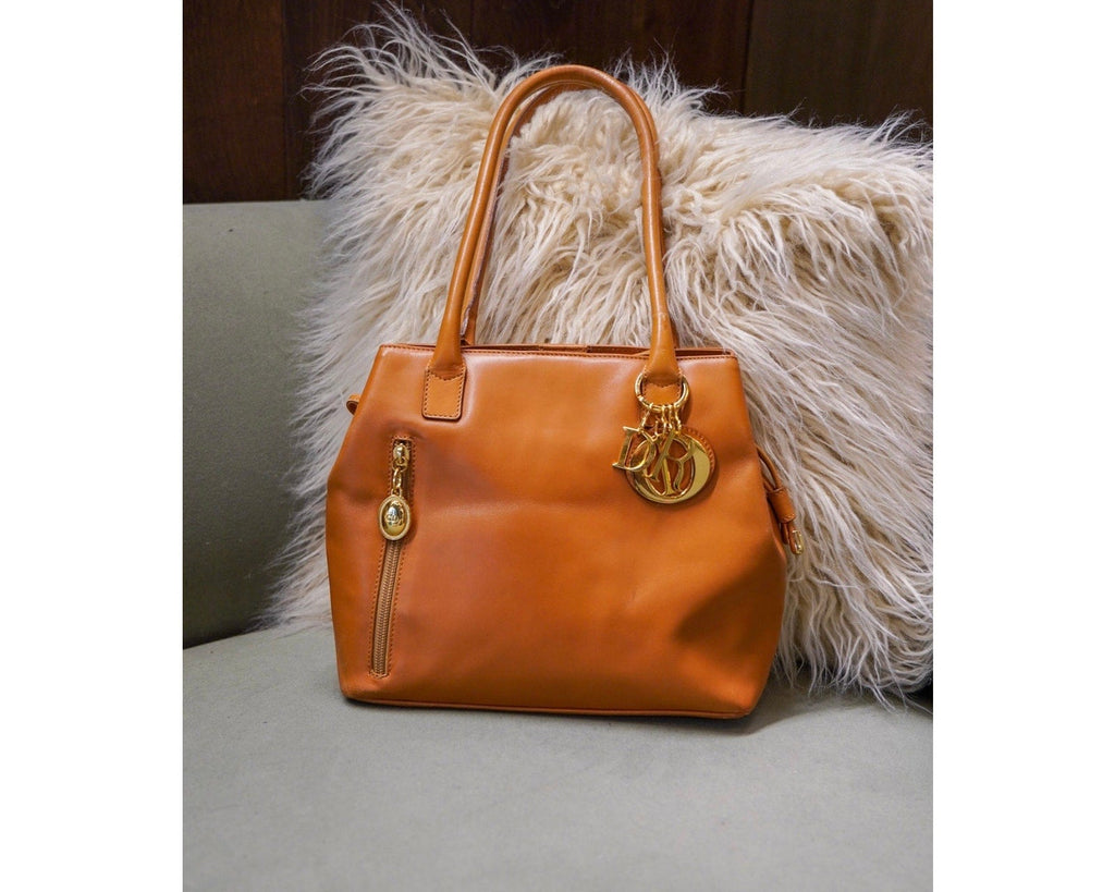 Vintage Brown Leather Shoulder Bag Gold Hardware