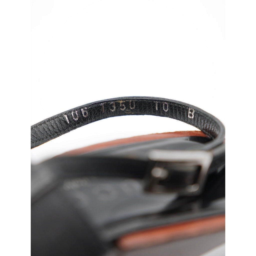 GG Black Canvas Leather Slingback Heels