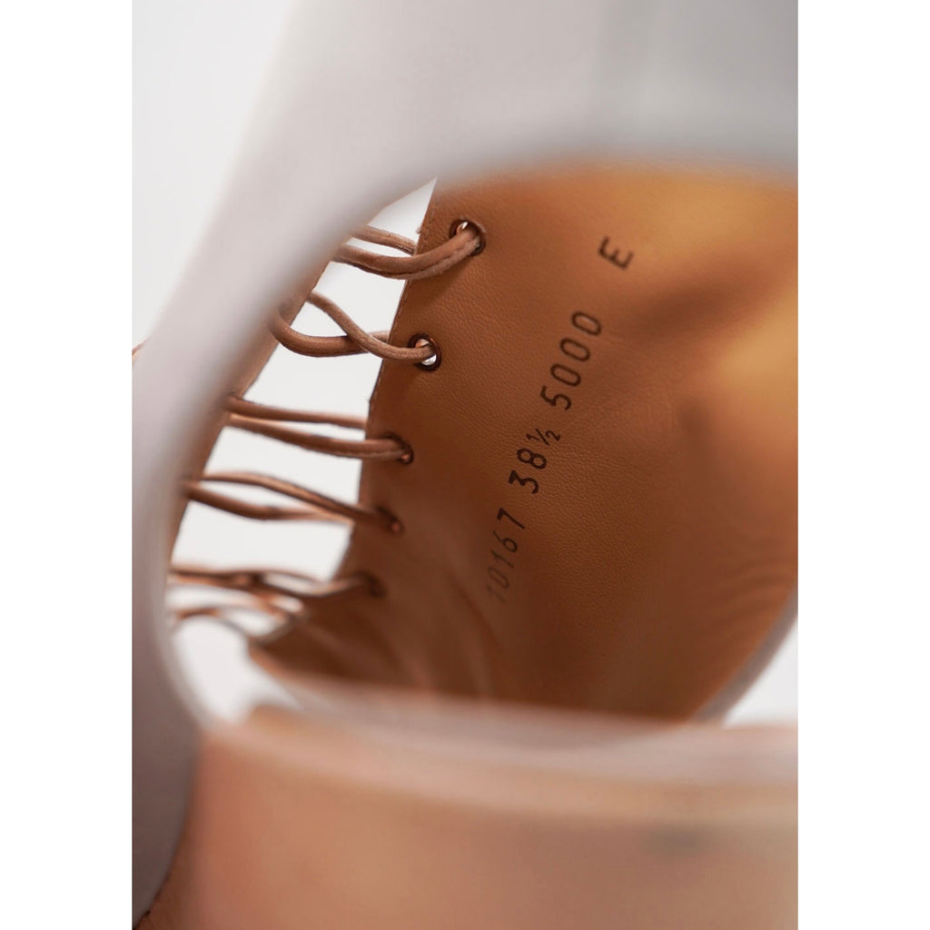 Grey Leather Laceup Platform Sandals