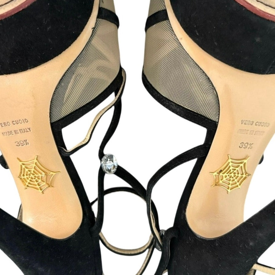 Black Suede Strappy Platform Heels