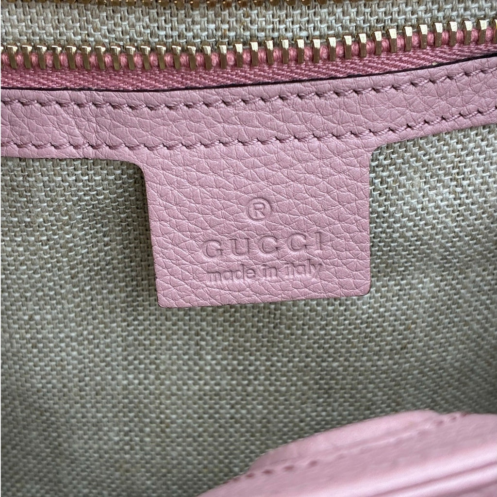 Bamboo Shopper Satchel Pink & White Leather Bag