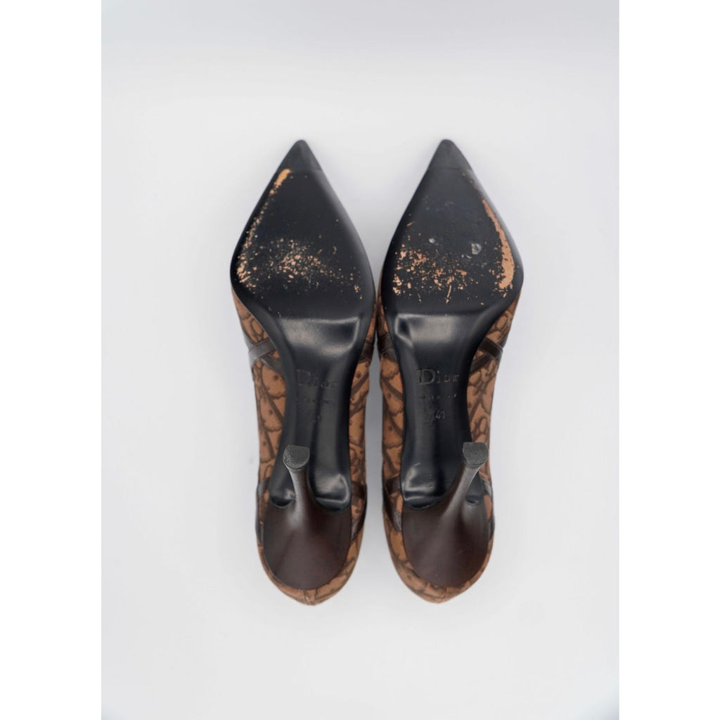 Vintage Brown Monogram Canvas Pumps