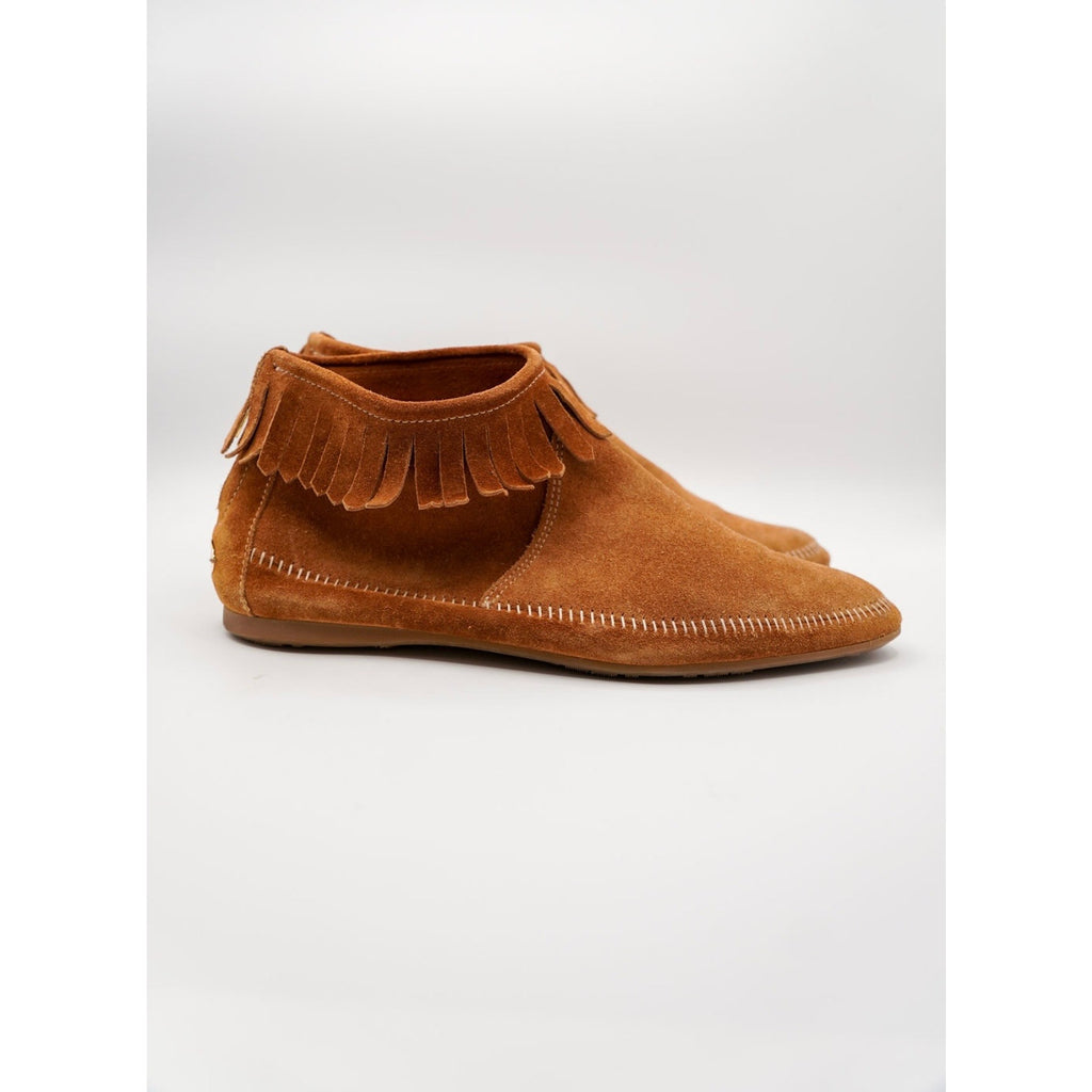 Suede Fringe Lace-Up Ankle Boots