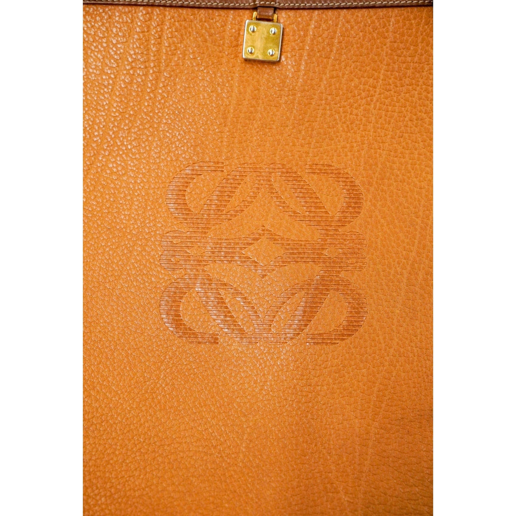 Anagram Brown Leather Tote Shoulder Bag Gold Hardware