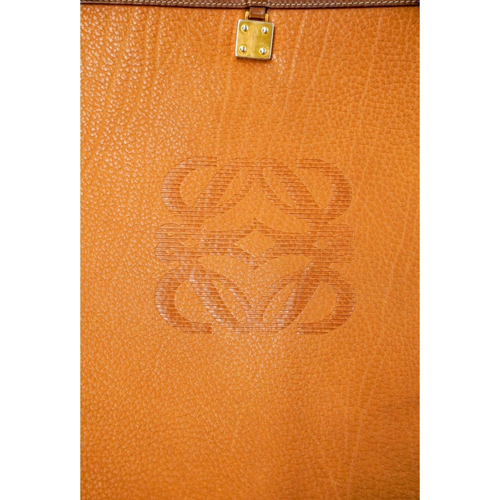 Anagram Brown Leather Tote Shoulder Bag Gold Hardware