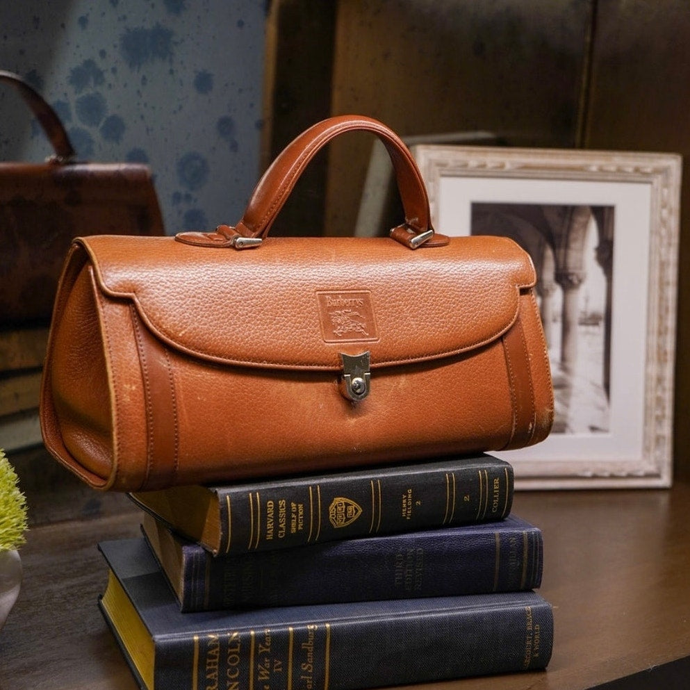 Vintage Brown Leather Top Handle Satchel Bag
