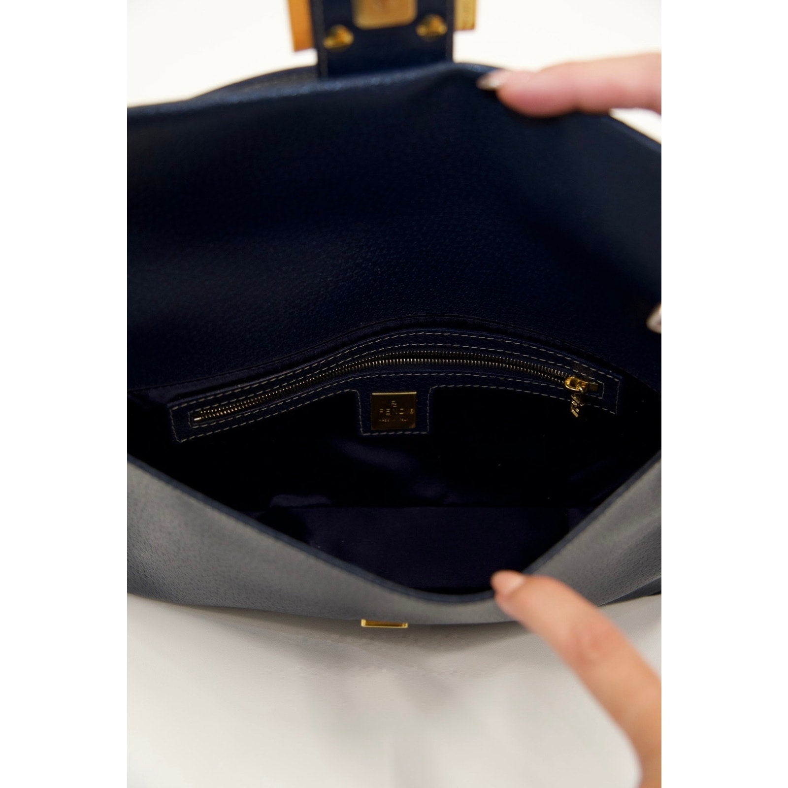 Baguette Blue Leather Handbag