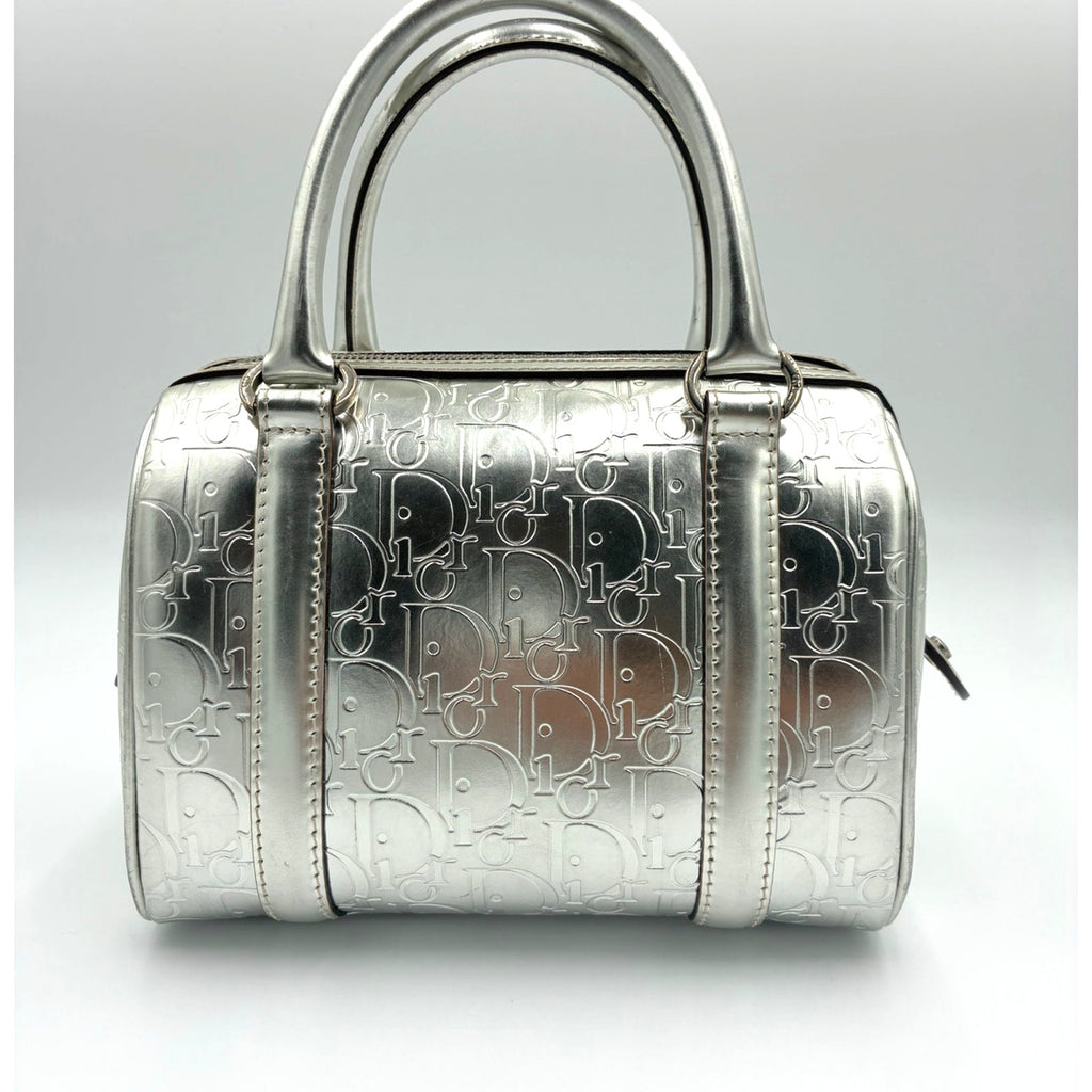 Silver Canvas Trotter Boston Bag