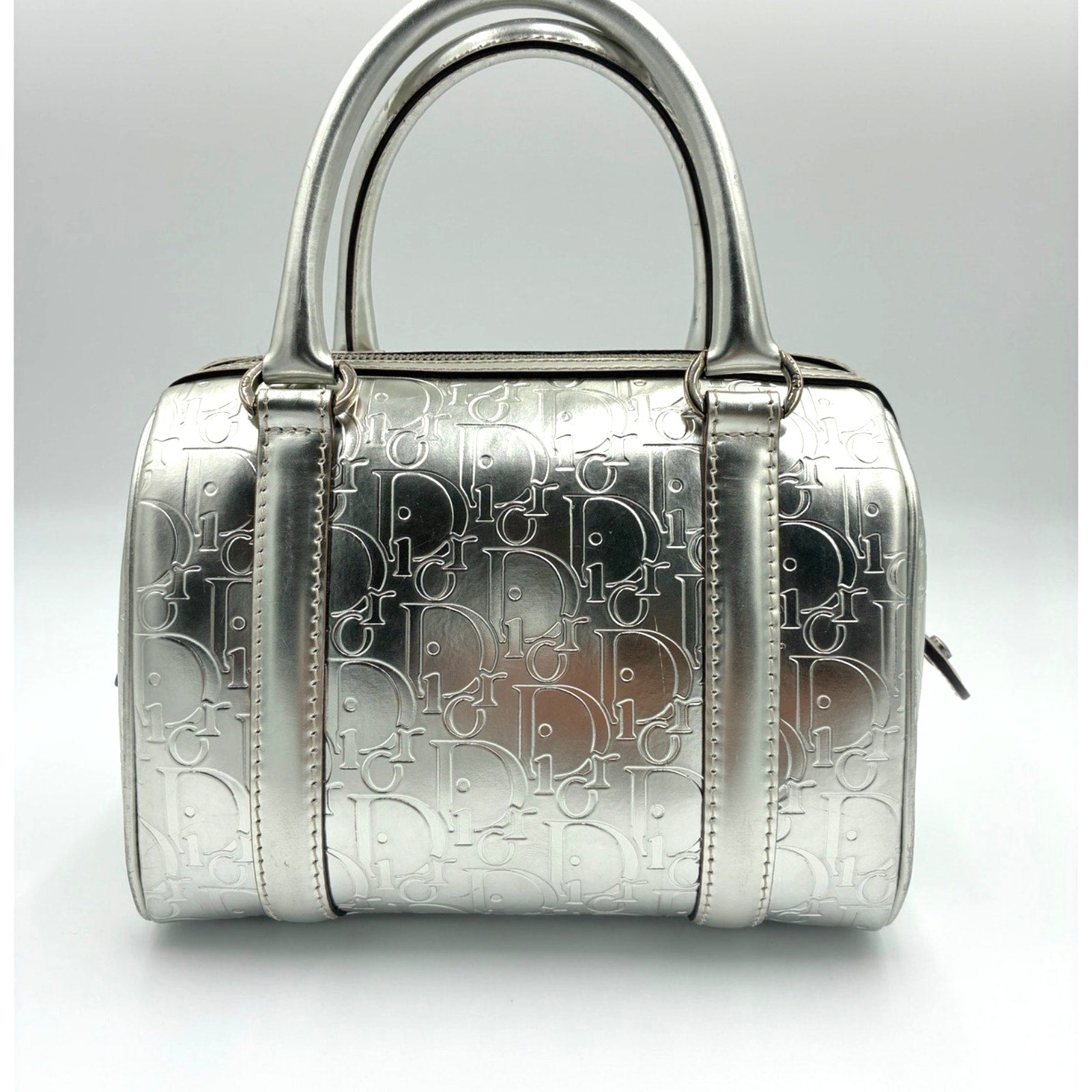 Silver Canvas Trotter Boston Bag