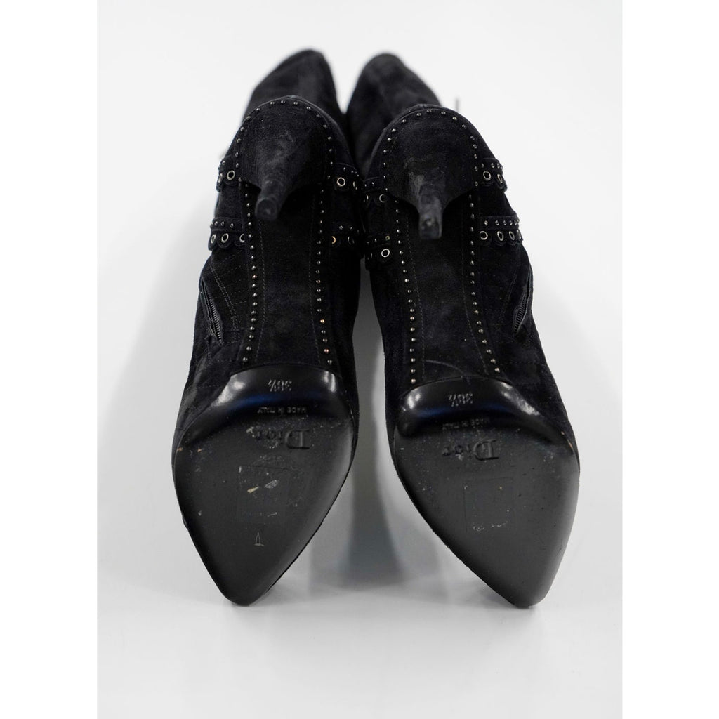 Vintage Black Suede Knee-High Lace-Up Boots by John Galliano