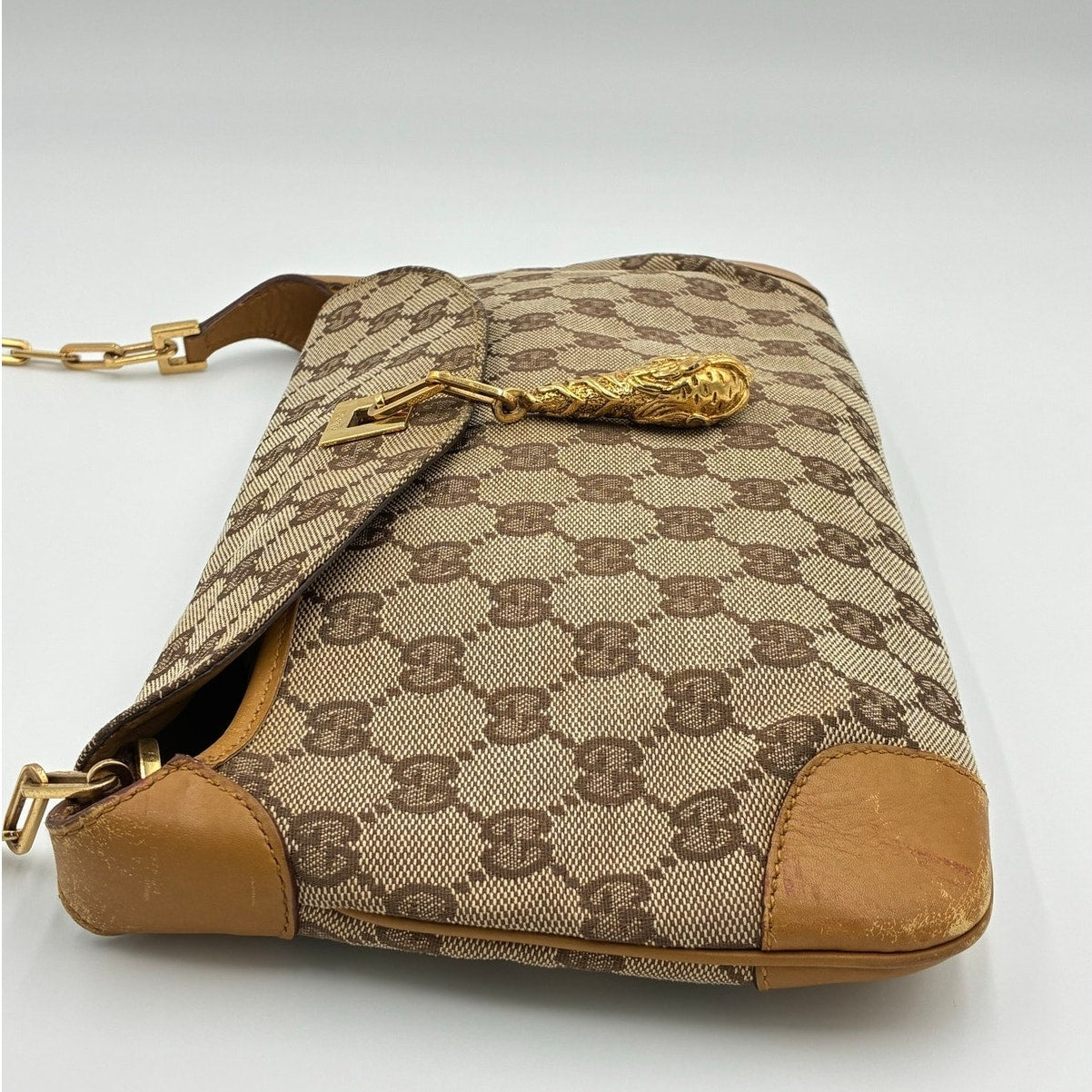 Tom Ford Jackie GG Monogram Tiger Charm Chain Shoulder Bag
