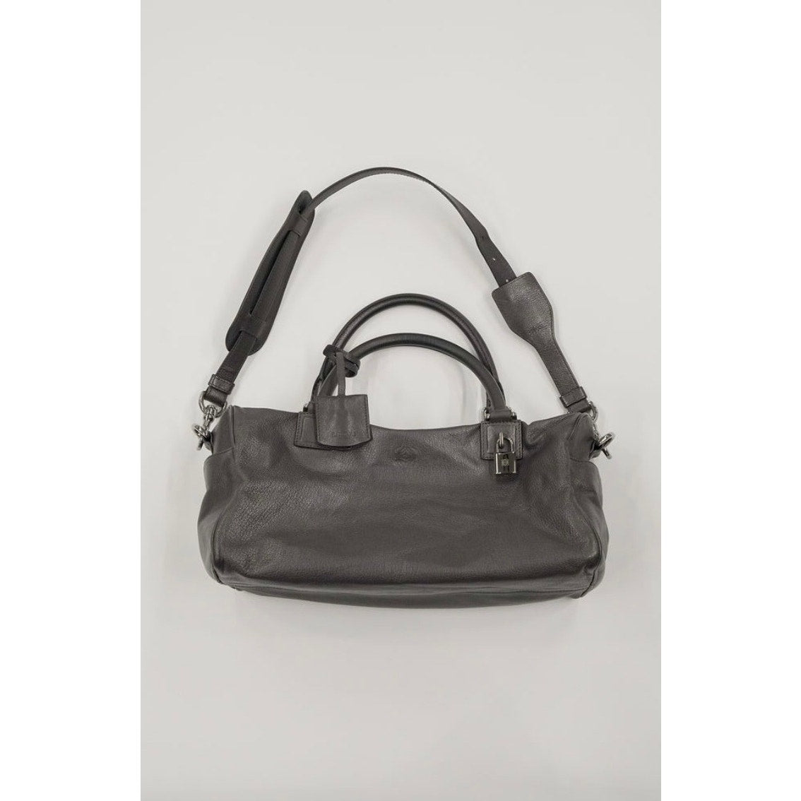 Amazona Vintage Grey Leather Top Handle Shoulder Bag