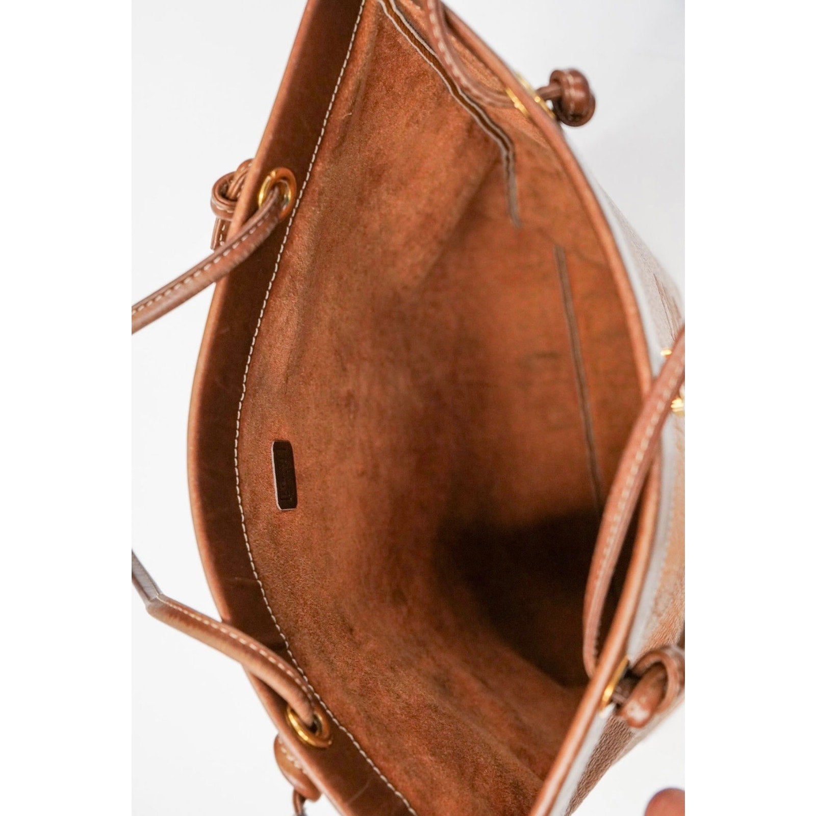 Anagram Brown Leather Tote Shoulder Bag Gold Hardware