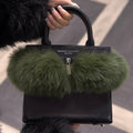 Mya Green Faux Fur Trimmed Black Leather Crossbody Bag