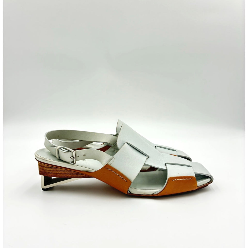39.5 Blue Leather Slingback Sandals Spring 2018