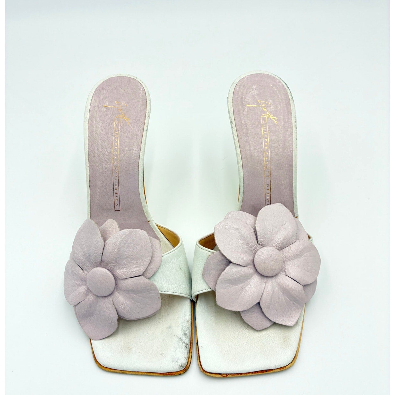 Lilac Flower Kitten Mules