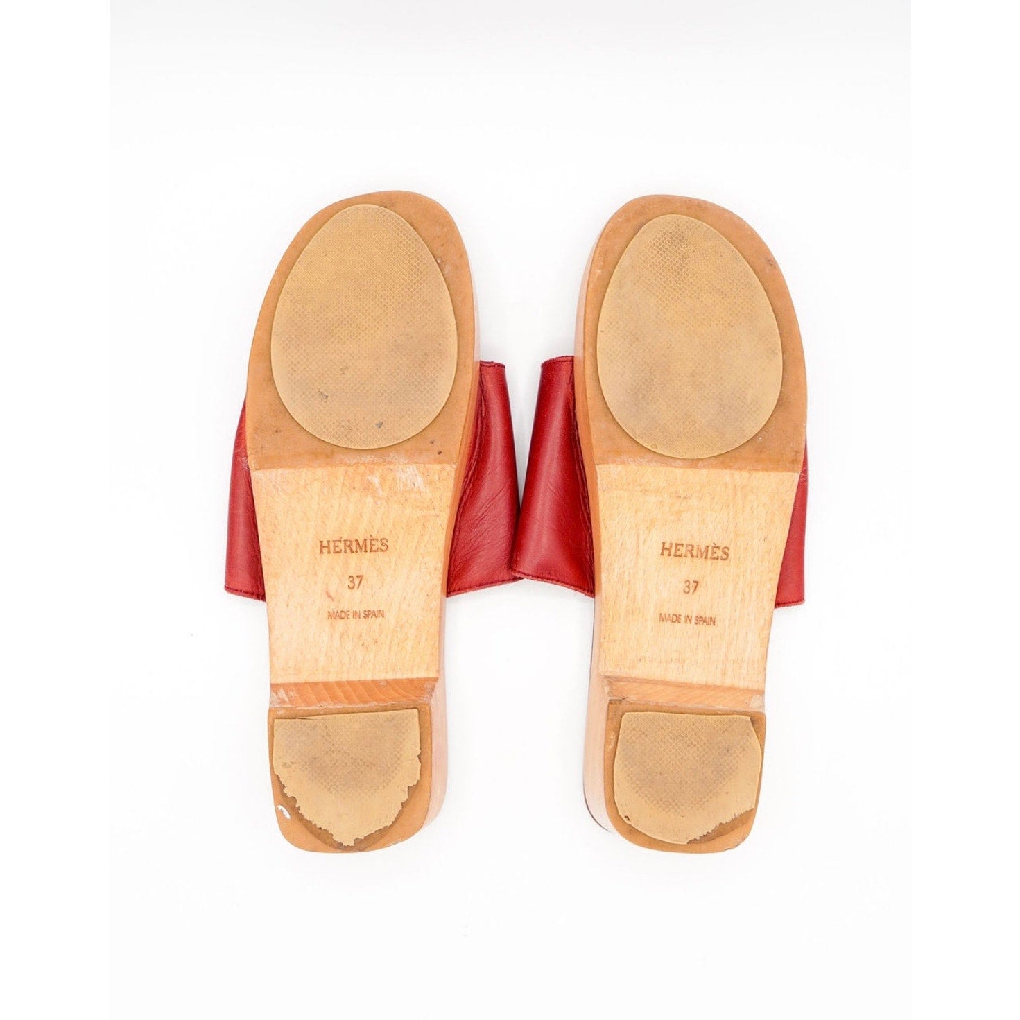 Vintage Red Leather Platform Slides