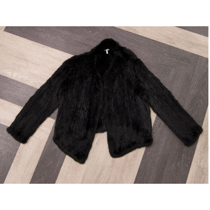 Rabbit Fur Open-Front Jacket