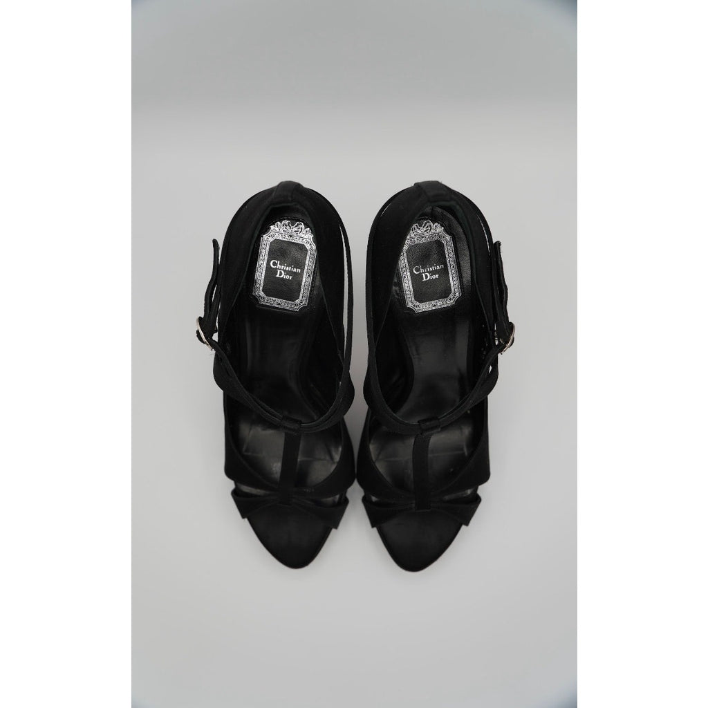 Vintage Black Satin Heels