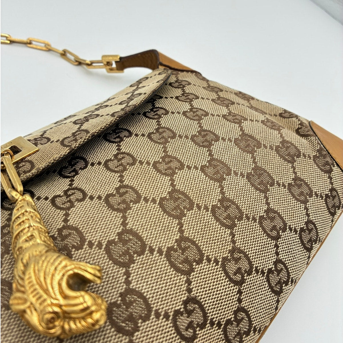 Tom Ford Jackie GG Monogram Tiger Charm Chain Shoulder Bag