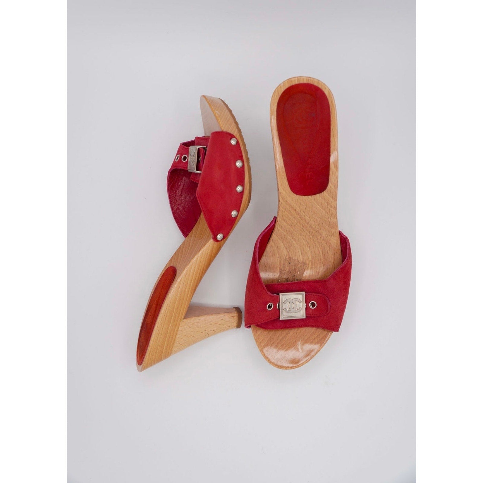 Vintage Red Suede CC Platform Mule