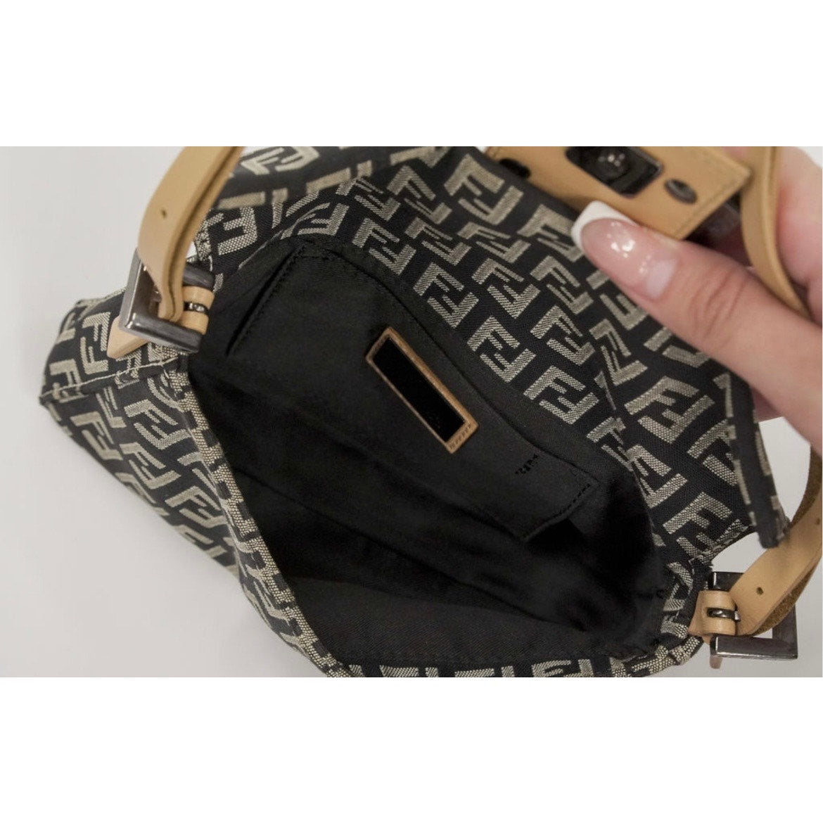 FF Zucchino Canvas Baguette Shoulder Bag