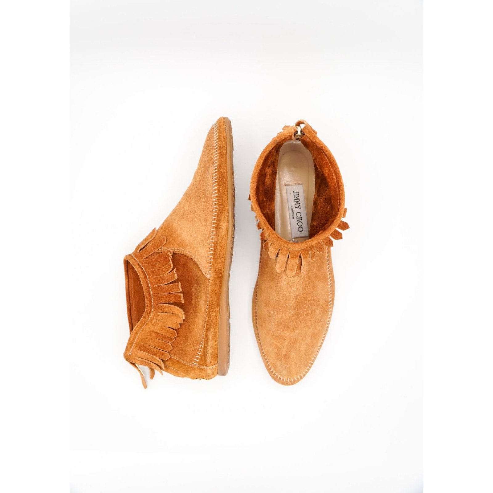 Suede Fringe Lace-Up Ankle Boots