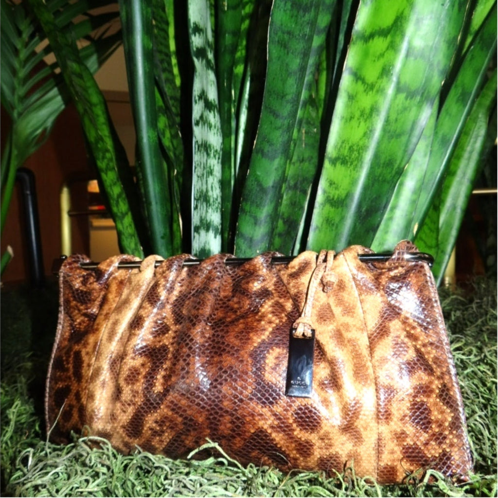 Tom Ford Brown Lizard Embossed Leather Clutch Bag 1999 Collection