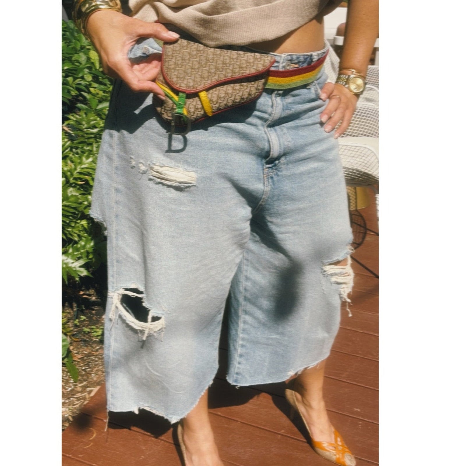 John Galliano 2004 Rasta Trotter Mini Saddle Belt Bag