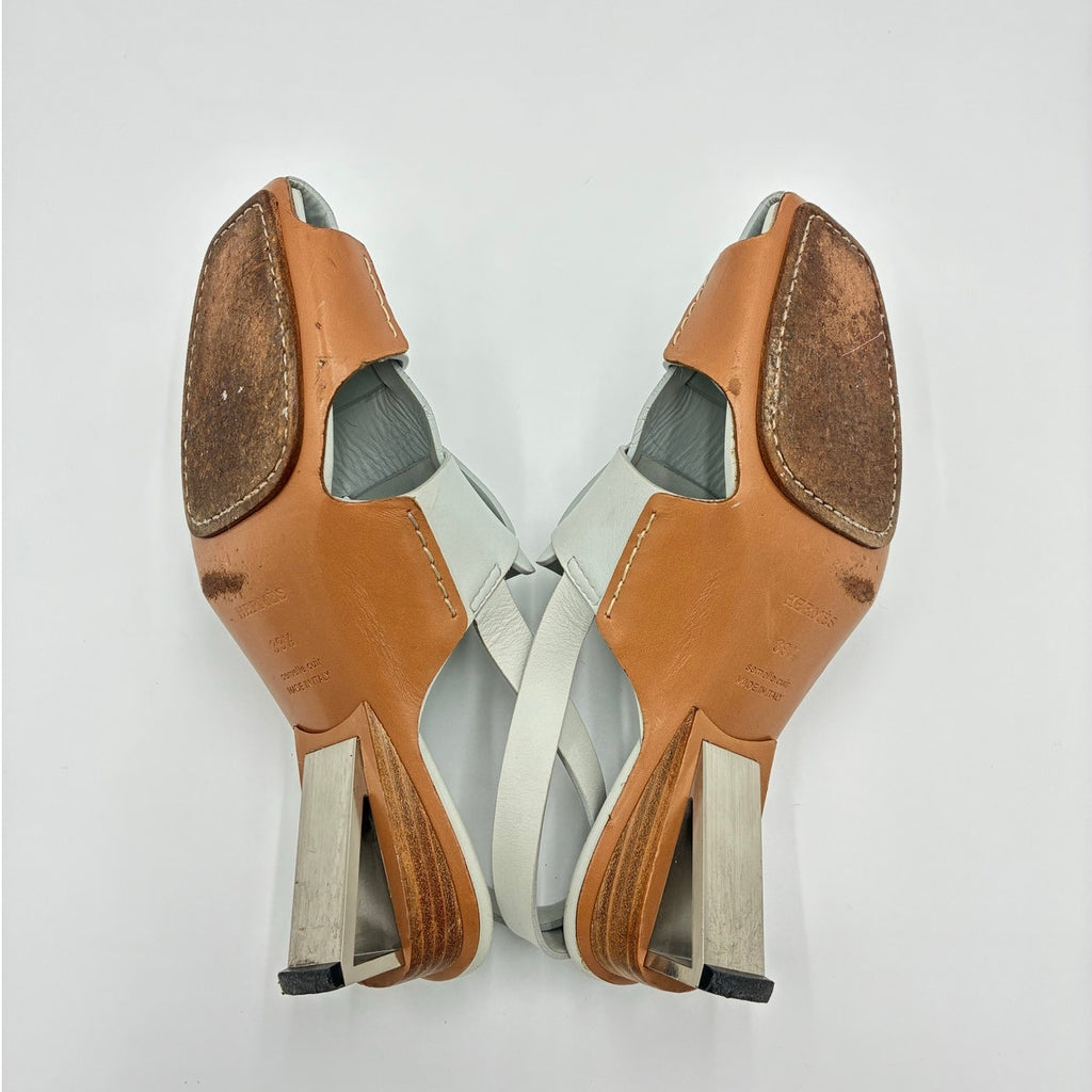 39.5 Blue Leather Slingback Sandals Spring 2018
