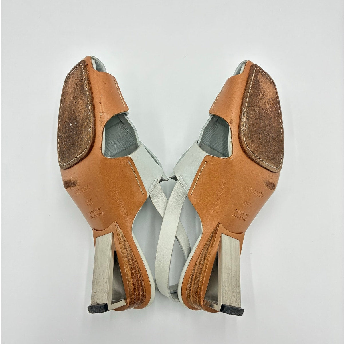 39.5 Blue Leather Slingback Sandals Spring 2018