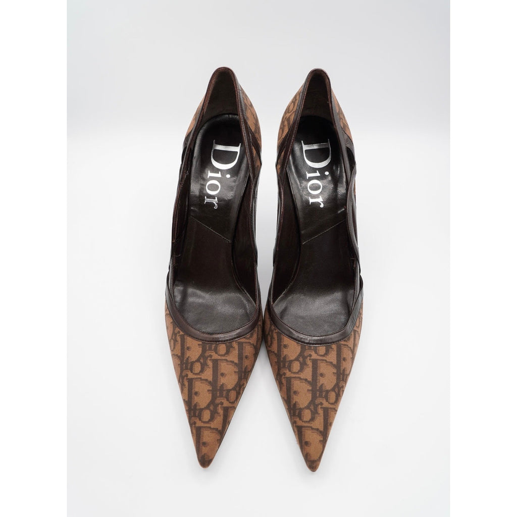 Vintage Brown Monogram Canvas Pumps