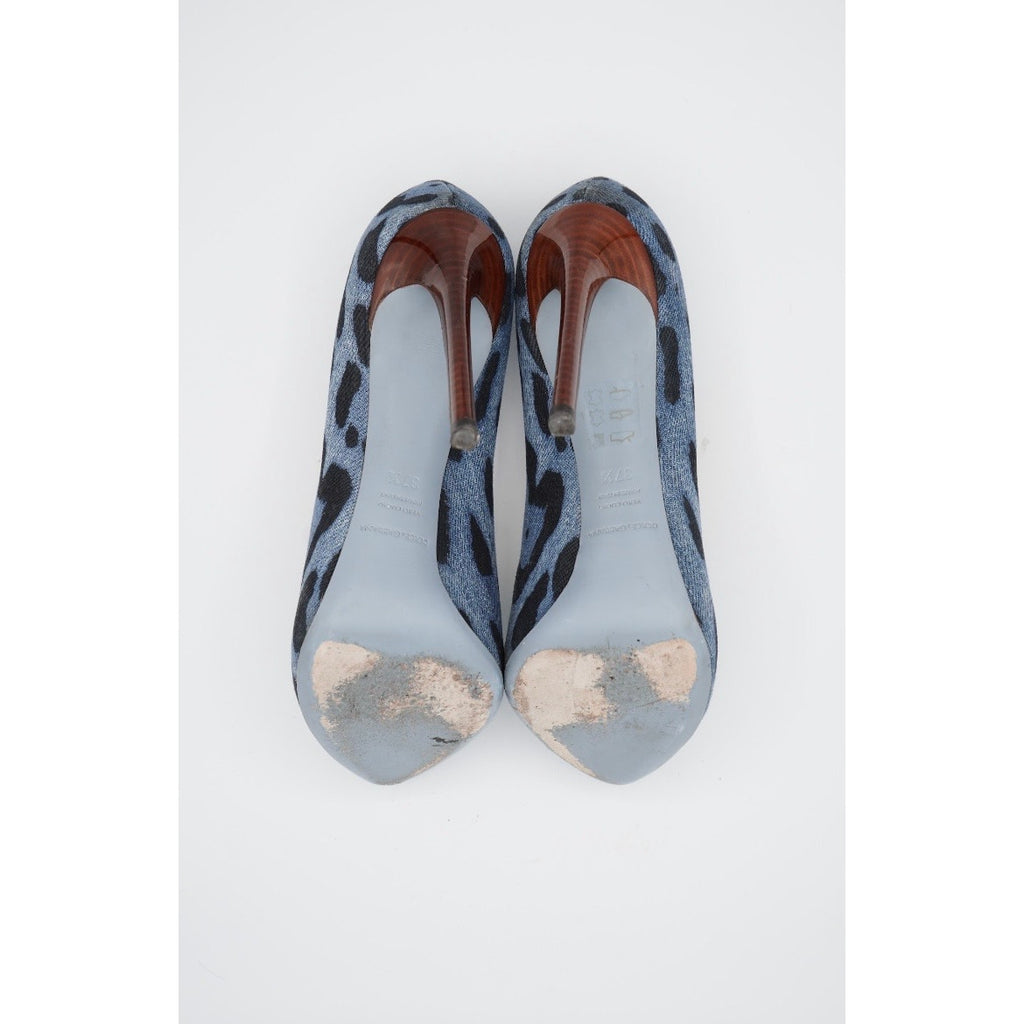 Denim Animal Print Pumps