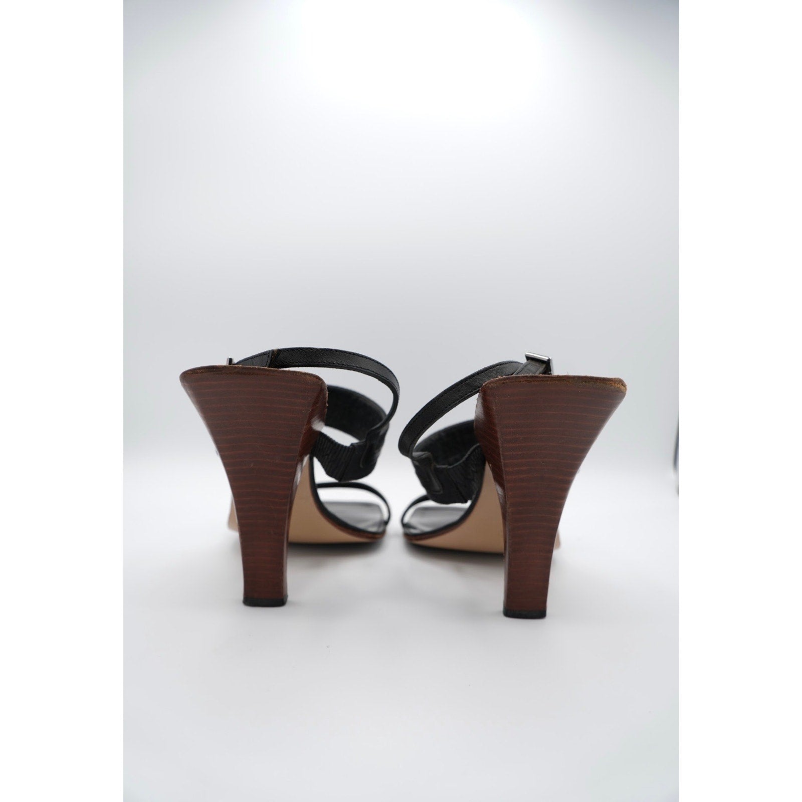 GG Black Canvas Leather Slingback Heels