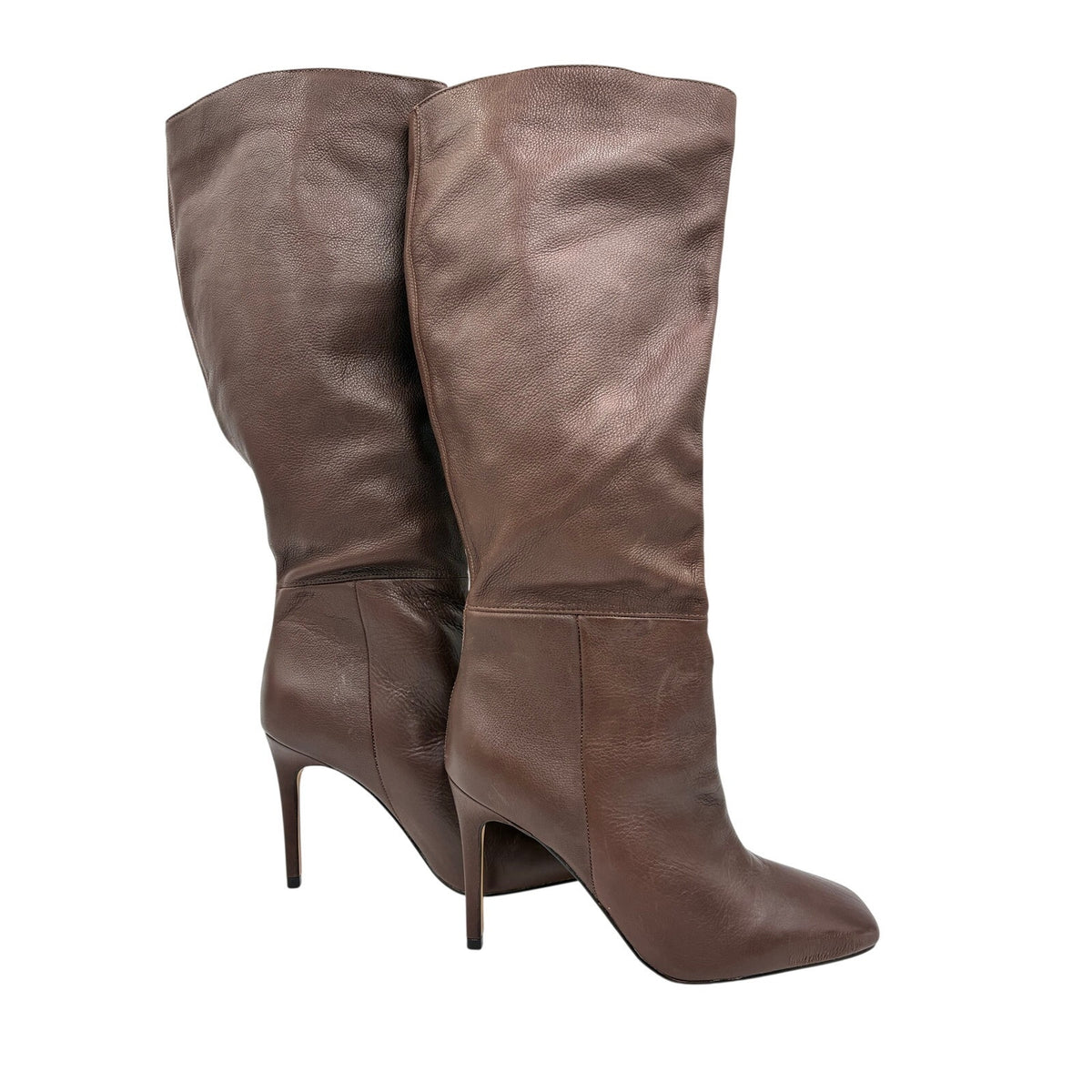 Chocolate Brown Soft Leather Slouchy Square Toe Boots