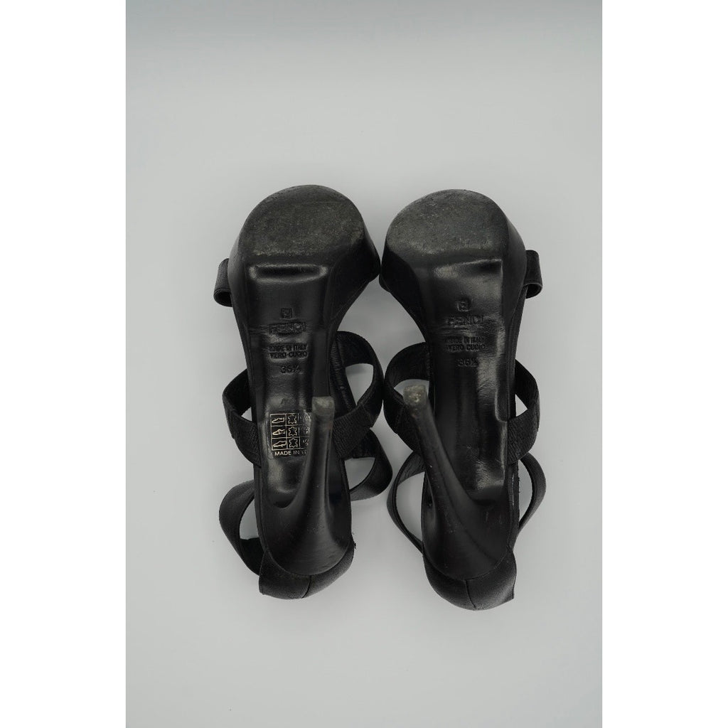 Black Leather Gladiator Platform Heel