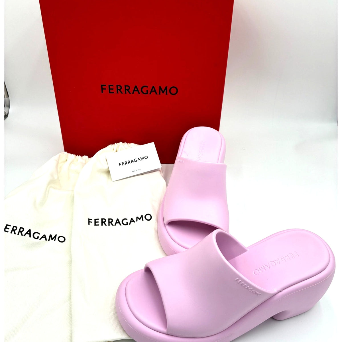 9 Pink Rubber Platform Sandals