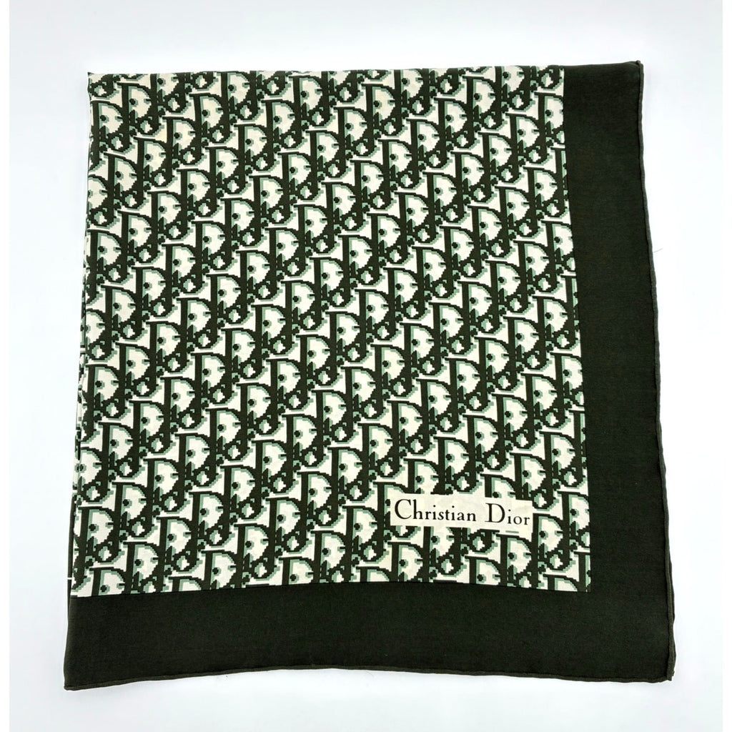 30" Dark Green Silk Trotter Monogram Scarf