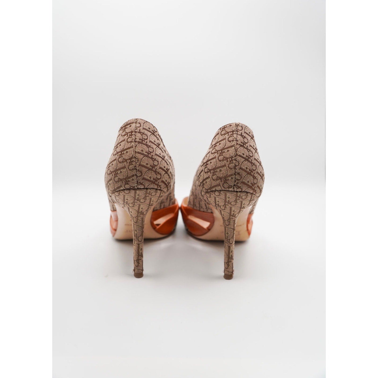 Vintage Brown Canvas Oblique D’Orsay Pumps