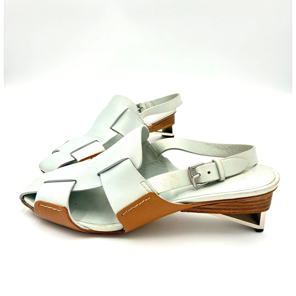 39.5 Blue Leather Slingback Sandals Spring 2018