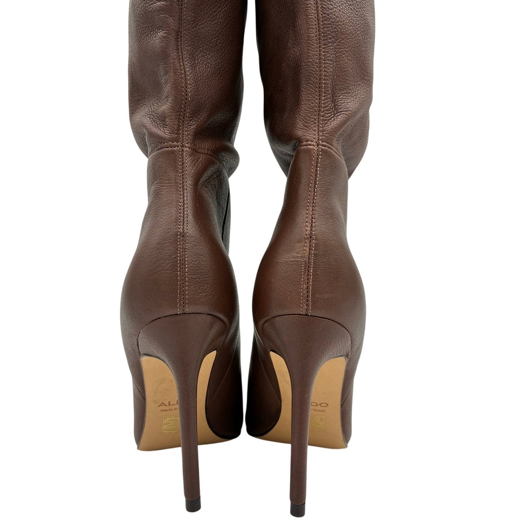 Chocolate Brown Soft Leather Slouchy Square Toe Boots