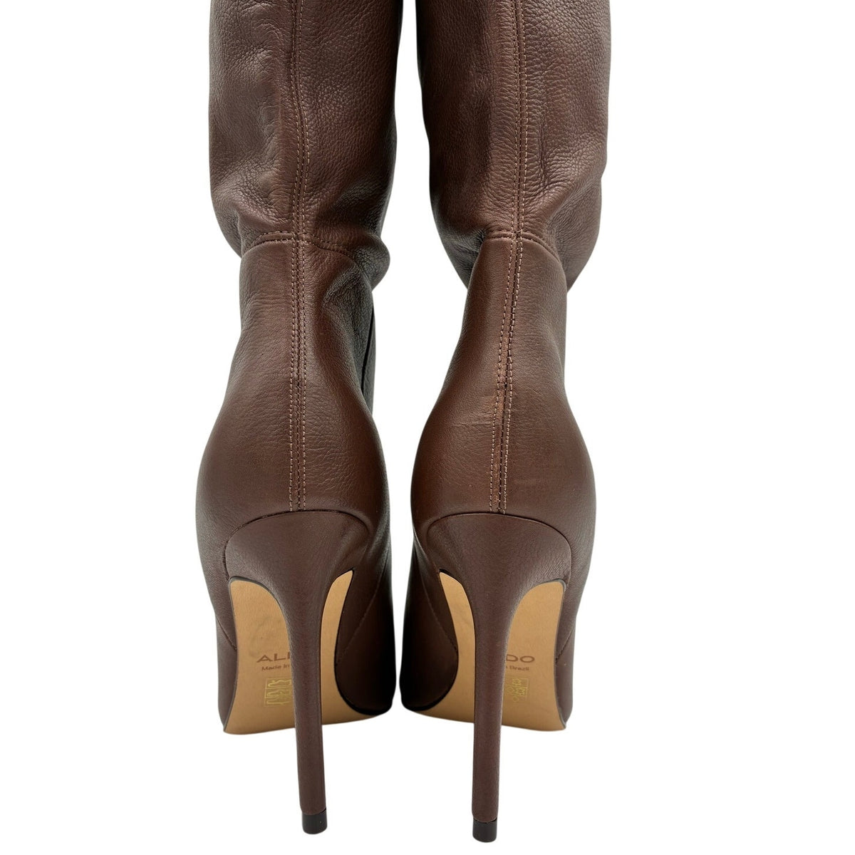 Chocolate Brown Soft Leather Slouchy Square Toe Boots